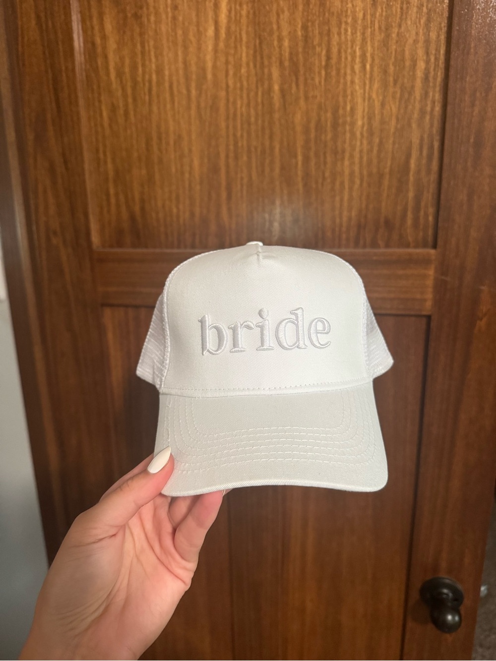 Bride Embroidered Trucker Hat - White